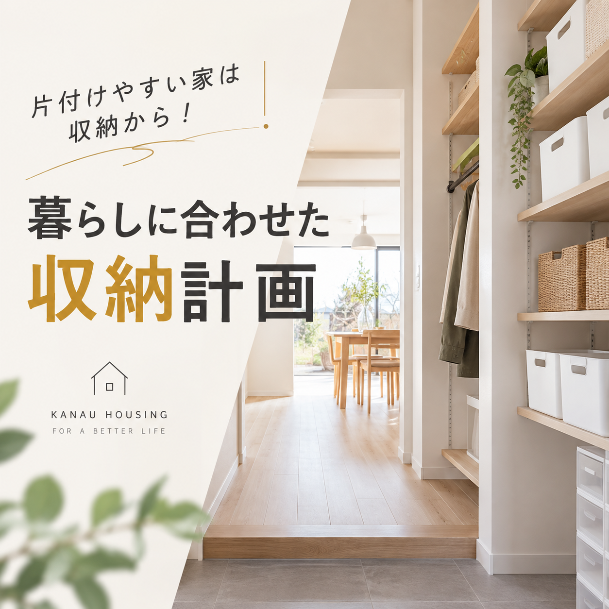 片付けやすい家は収納から!暮らしに合わせた収納計画