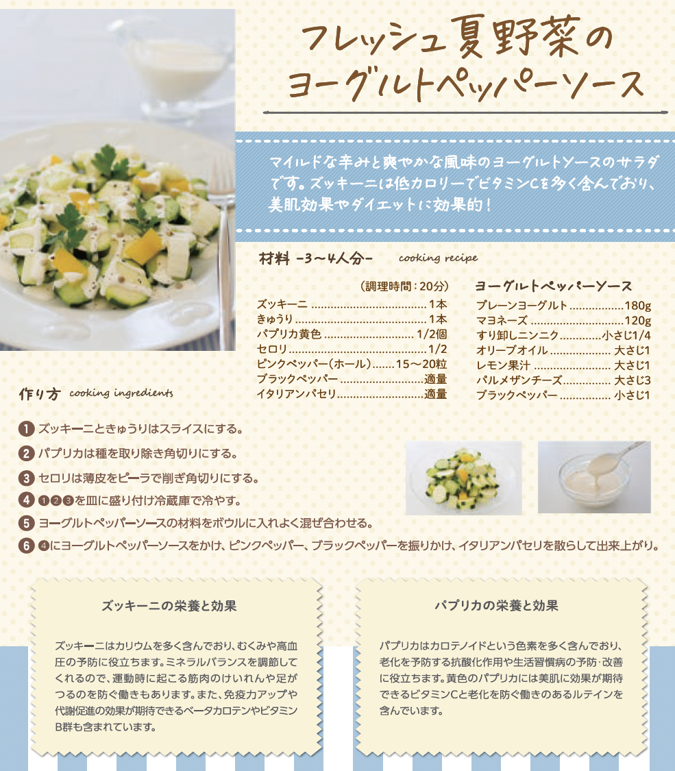 【おすすめレシピ】フレッシュ夏野菜のヨーグルトペッパーソース